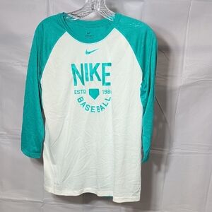 Nike Turquoise and White Baseball Shirt